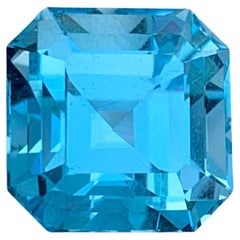 8.65 Carat Natural Loose Sky Color Topaz Stone Asscher Cut African Gemstone