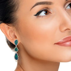 8.65 Carat Opal Diamond 18 Karat Gold Triple Drop Earrings