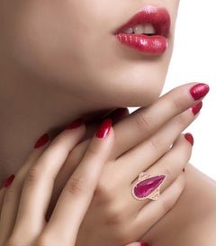 8.65 Carat Ruby Diamond 18 Karat Cocktail Ring
