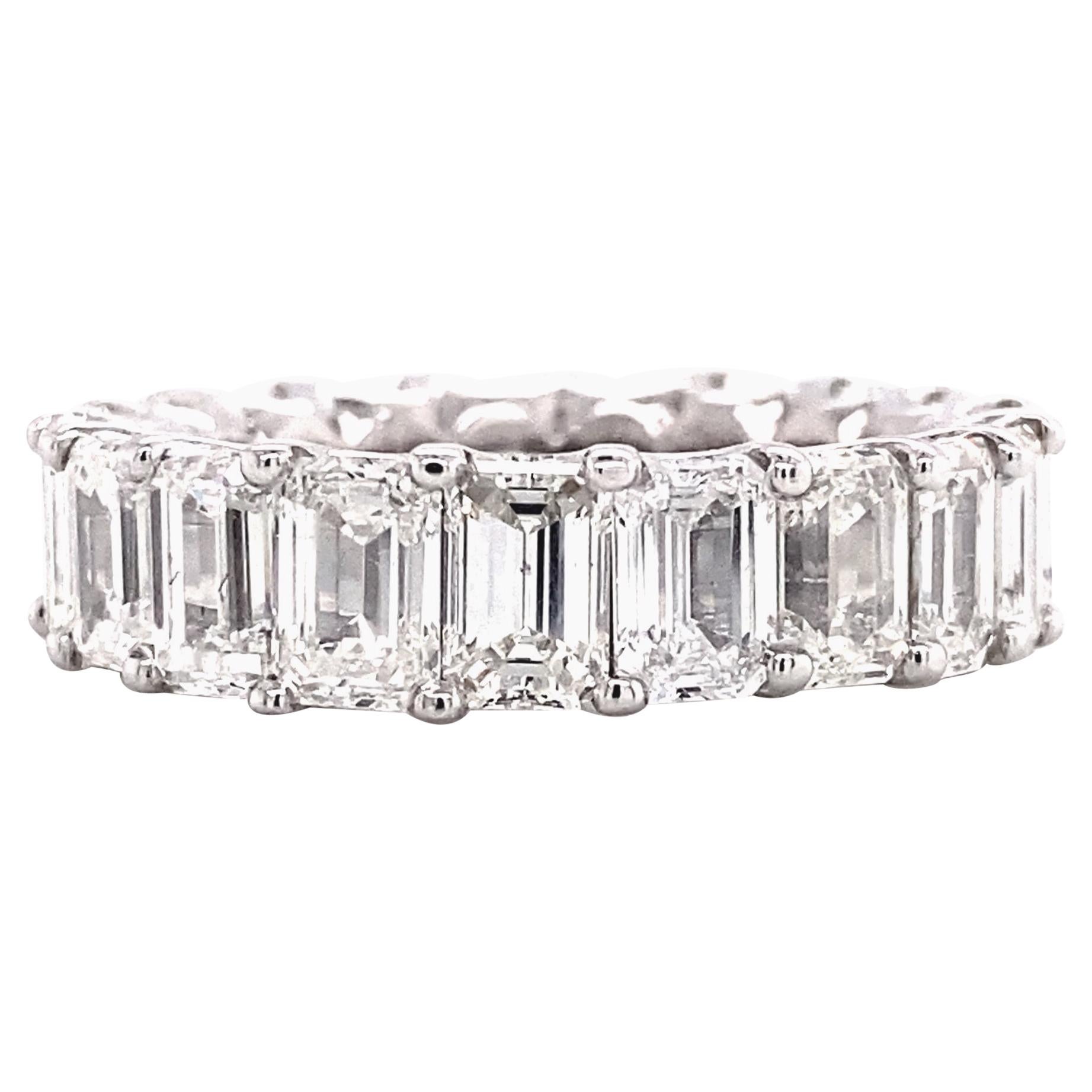 Bracelet d'éternité en diamants taille émeraude de 9,15 carats en vente