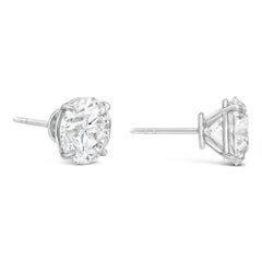 Roman Malakov 8.65 Carats Total Round Brilliant Cut Diamond Stud Earrings