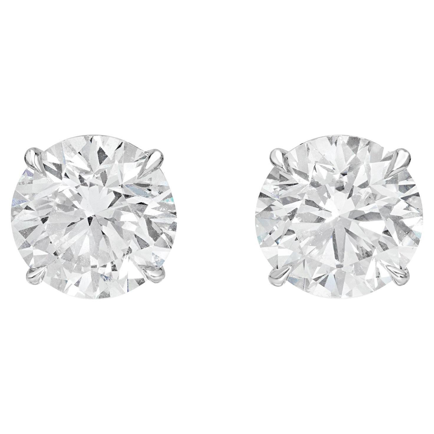 Roman Malakov 8.65 Carats Total Round Brilliant Cut Diamond Stud Earrings