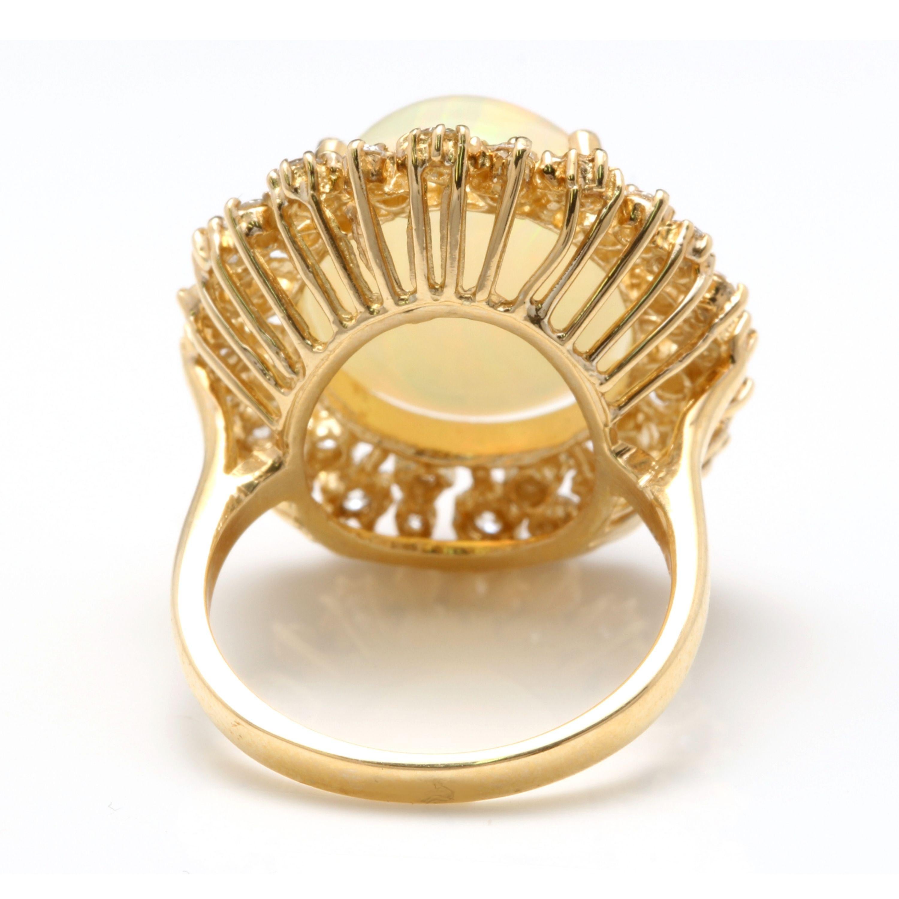 Bague en or massif 14 carats avec opale éthiopienne naturelle impressionnante de 8,65 carats et diamants Neuf - En vente à Los Angeles, CA