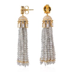 86.53 Carat Diamond 18 Karat Gold Drop Tassel Earrings