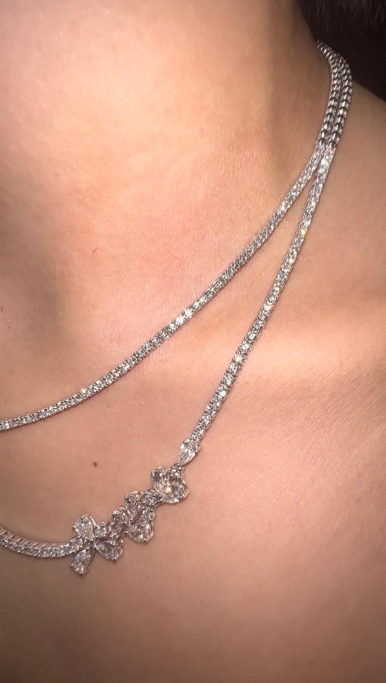 8.65ct Double Layer Diamond Necklace For Sale at 1stDibs