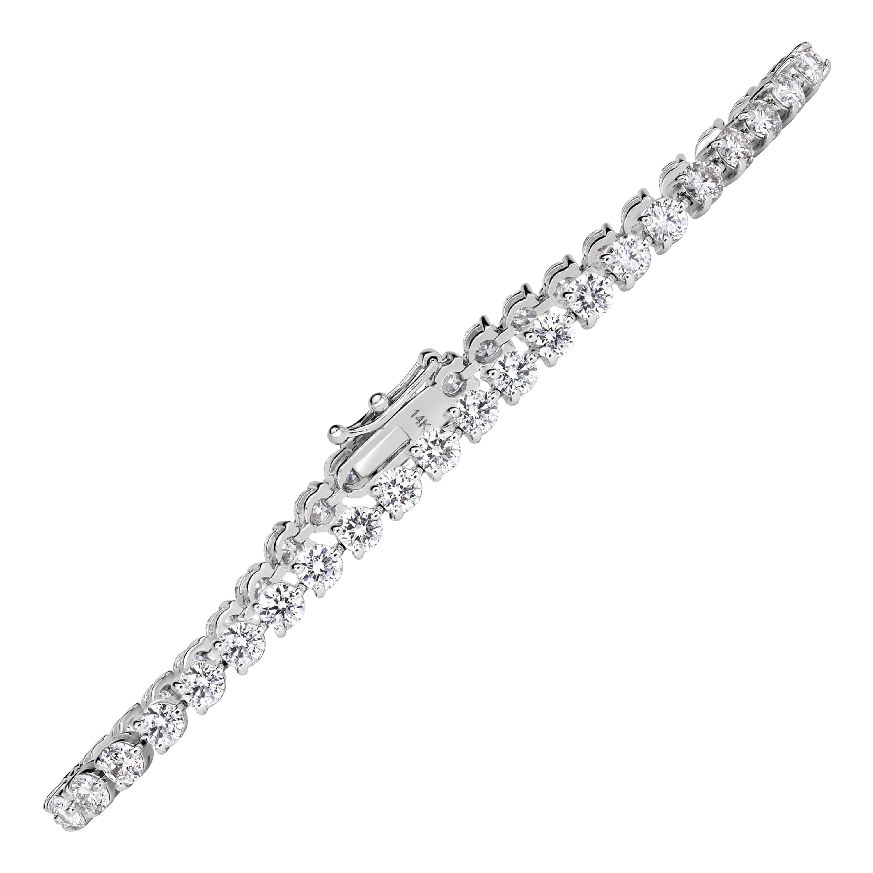8.65ct Round Brilliant Cut Diamond Tennis Bracelet in 14K White Gold
