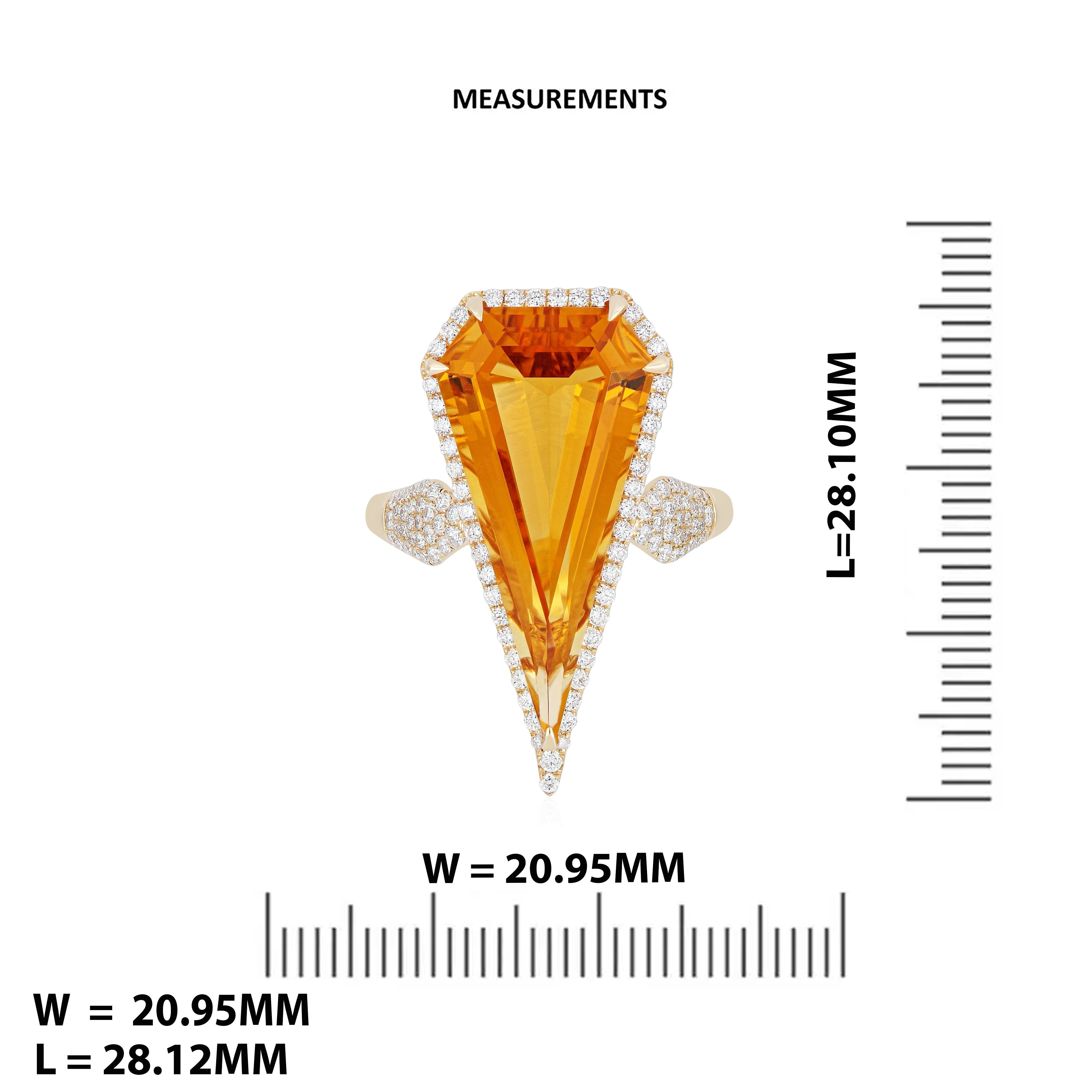 En venta: 8.65Ct's Anillo de Citrino y Diamante Oro Amarillo 14k artesanal Anillo de Fiesta  6