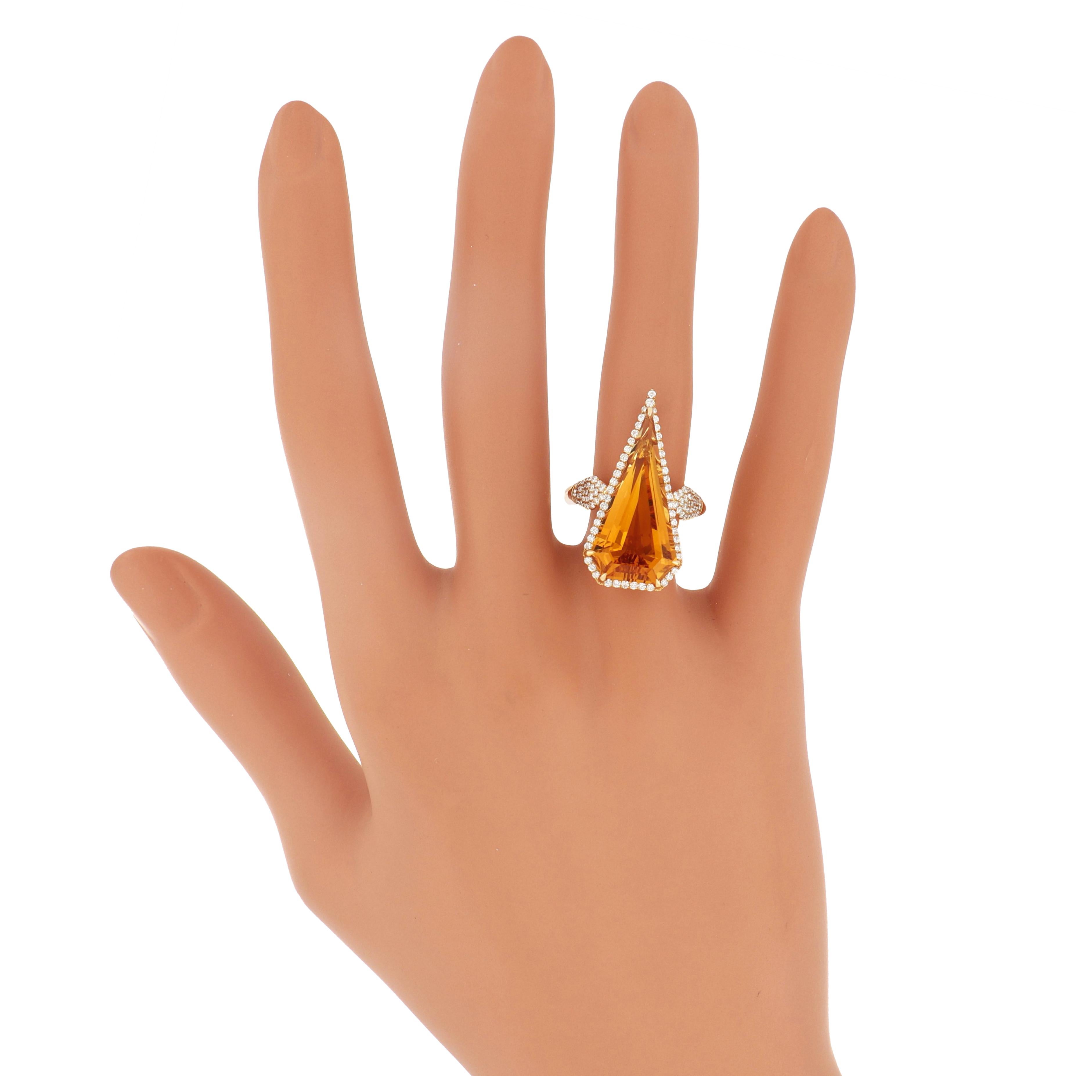 En venta: 8.65Ct's Anillo de Citrino y Diamante Oro Amarillo 14k artesanal Anillo de Fiesta  7