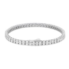 Pulsera de tenis con diamantes talla oval de 8,65 qt engastados en oro blanco de 18 quilates