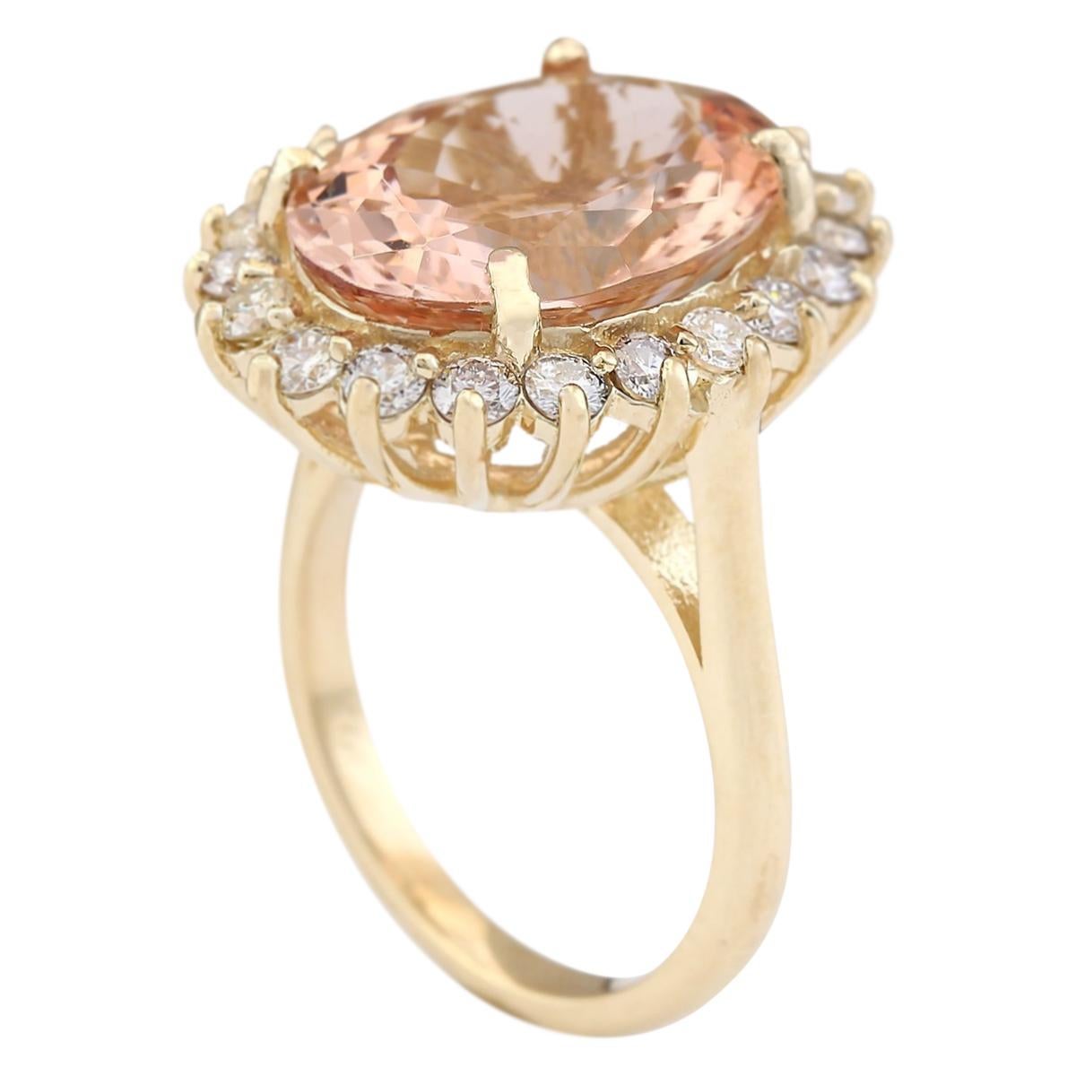 Taille ovale Bague Morganite en or jaune 14 carats  en vente