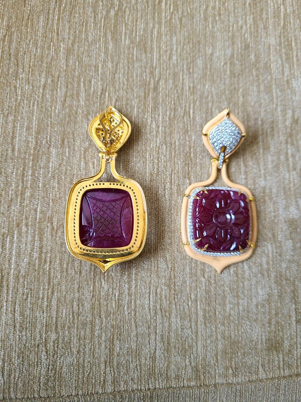 enamel ruby earrings