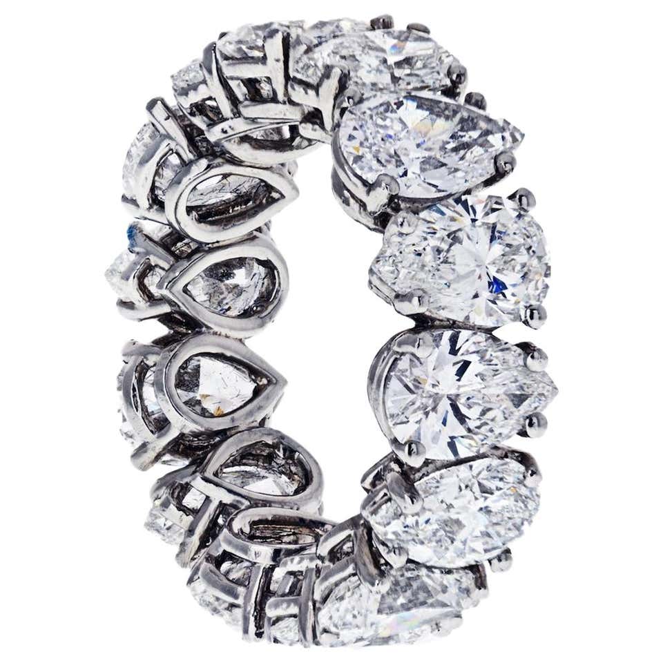 Customizable 5.30 Carat Pear Diamond 18 Karat Gold Eternity Ring For ...
