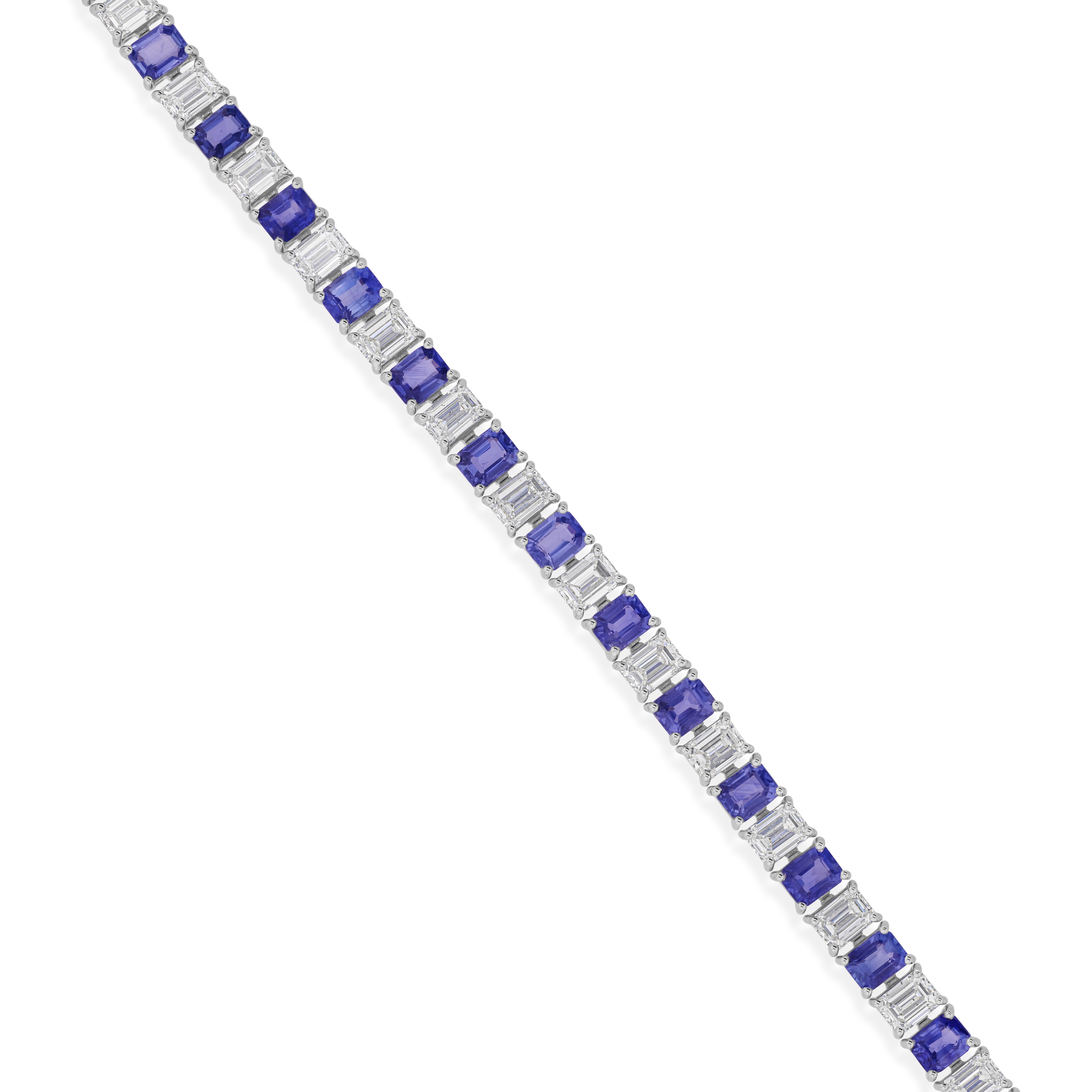 This bracelet has been meticulously crafted from 18-karat gold and handset with 8.68 carats blue sapphire and 6.91 carats of sparkling diamonds.

FOLLOW SPECTRUM JEWELS storefront to view the latest collection & exclusive pieces. Spectrum Jewels is