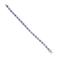 8.68 Carat Blue Sapphire 6.91 Carat SI/H Diamond Bracelet 18 Karat White Gold