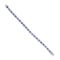 8.68 Carat Blue Sapphire 6.91 Carat SI/H Diamond Bracelet 18 Karat White Gold