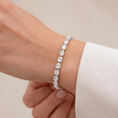 8.68 Carat Oval Natural Diamond Tennis Bracelet in 18K White Gold