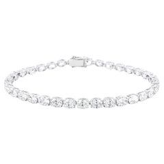 8.68 Carat Oval Natural Diamond Tennis Bracelet in 18K White Gold