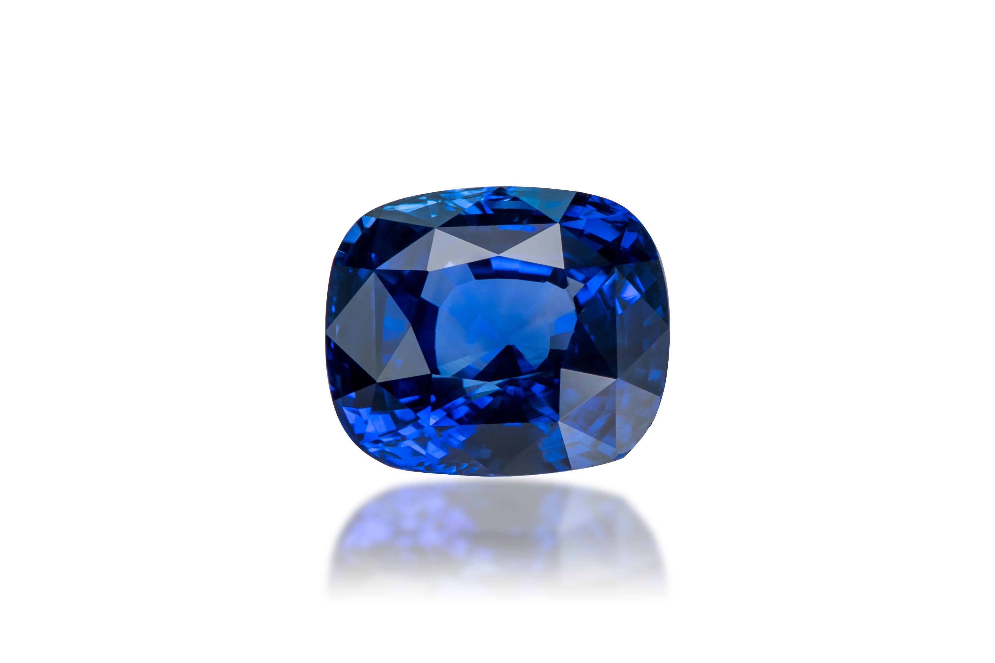 Sapphire: Vivid Blue Sapphire, Royal Blue
Origin: Madagascar
Shape: Cushion Cut
Carat Weight: 8.68 cts
Dimensions: 12.02 x 10.27 x 7.68 mm

This beautiful Sapphire has a Vivid/Royal blue color and is unheated.
It is clean and nicely faceted and