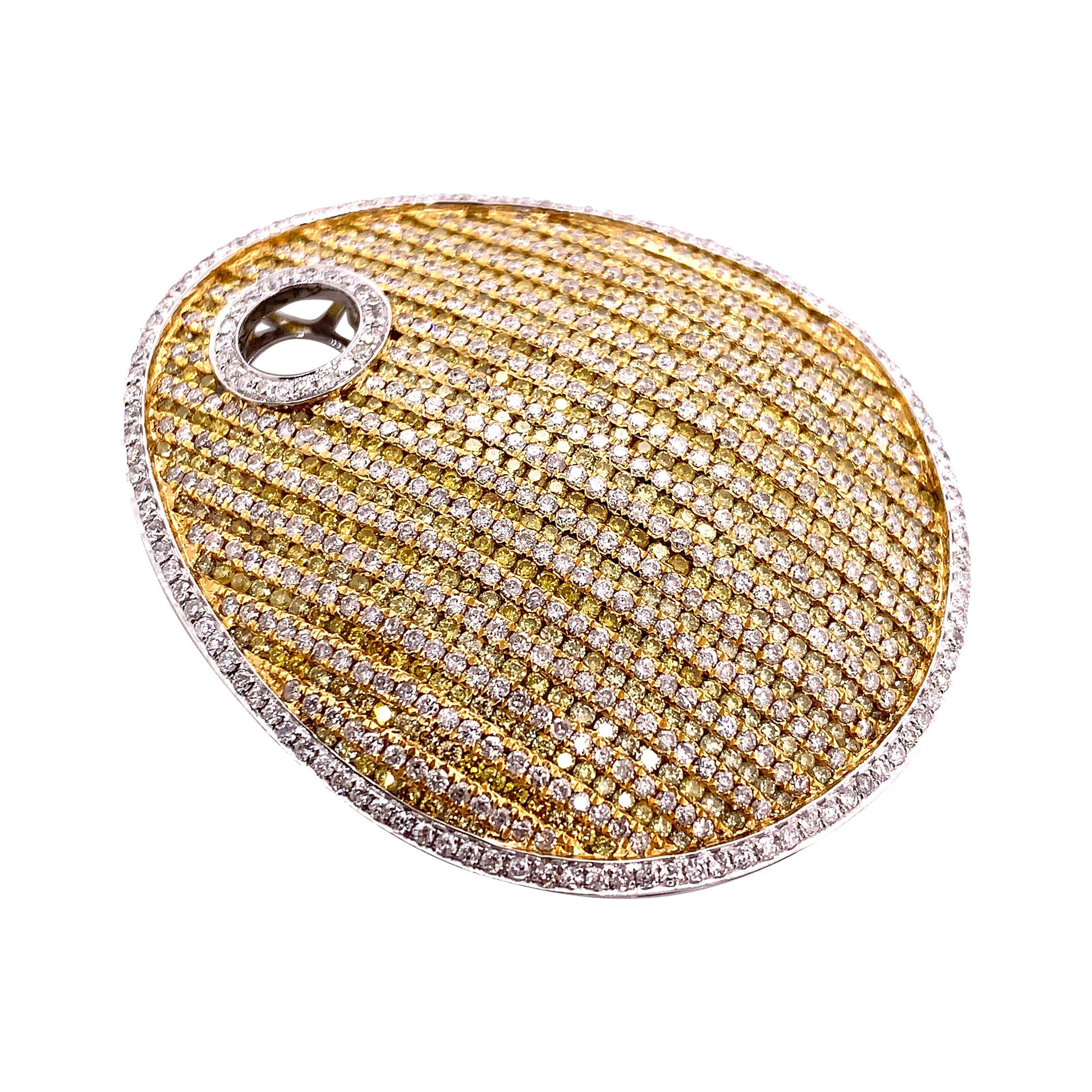 8.69 Carat Natural Fancy Yellow and White Diamond Pendant For Sale