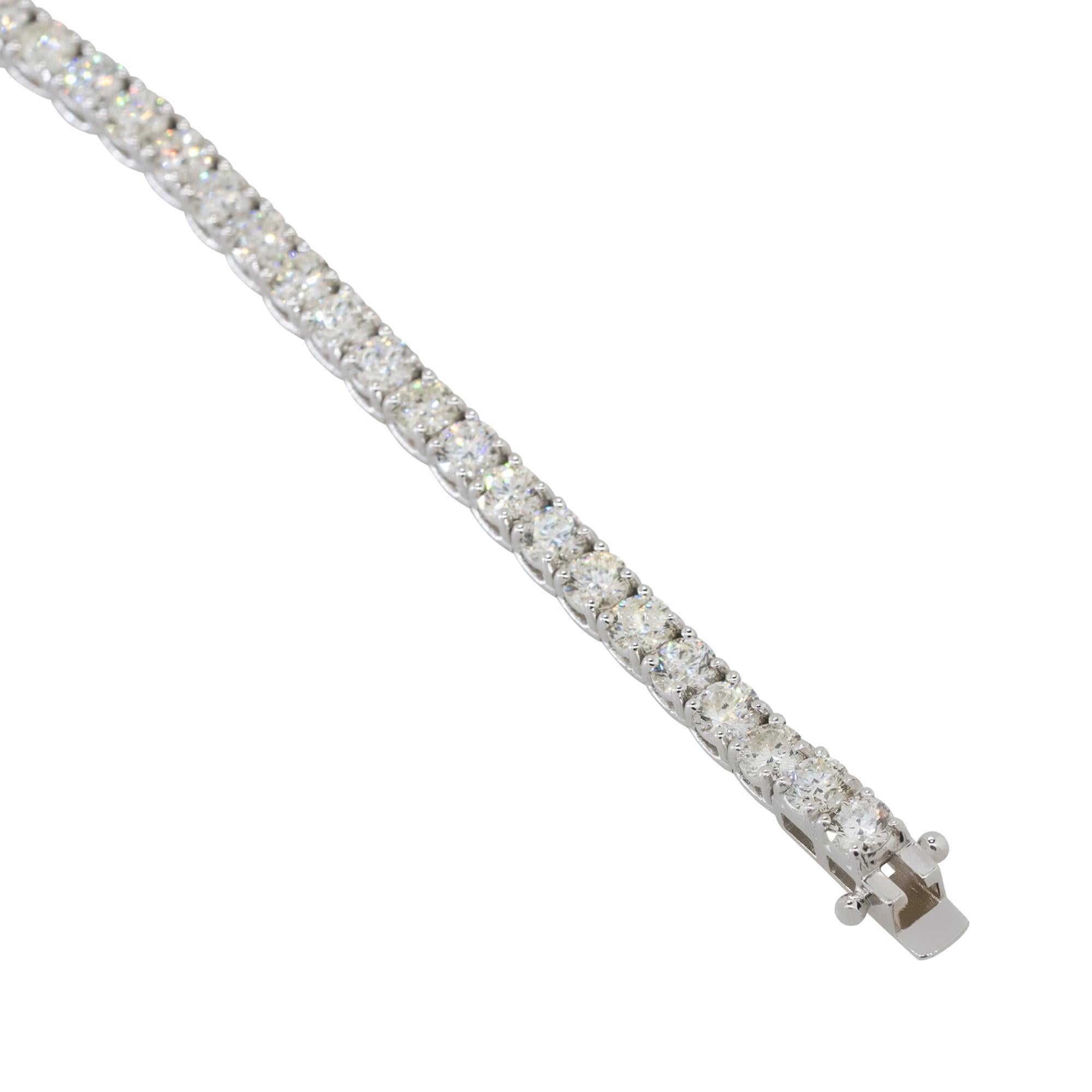 8.69 Carat Round Brilliant Diamond Tennis Bracelet 14 Karat In Stock For Sale 1