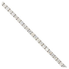 8.69 Carat Round Brilliant Diamond Tennis Bracelet 14 Karat In Stock