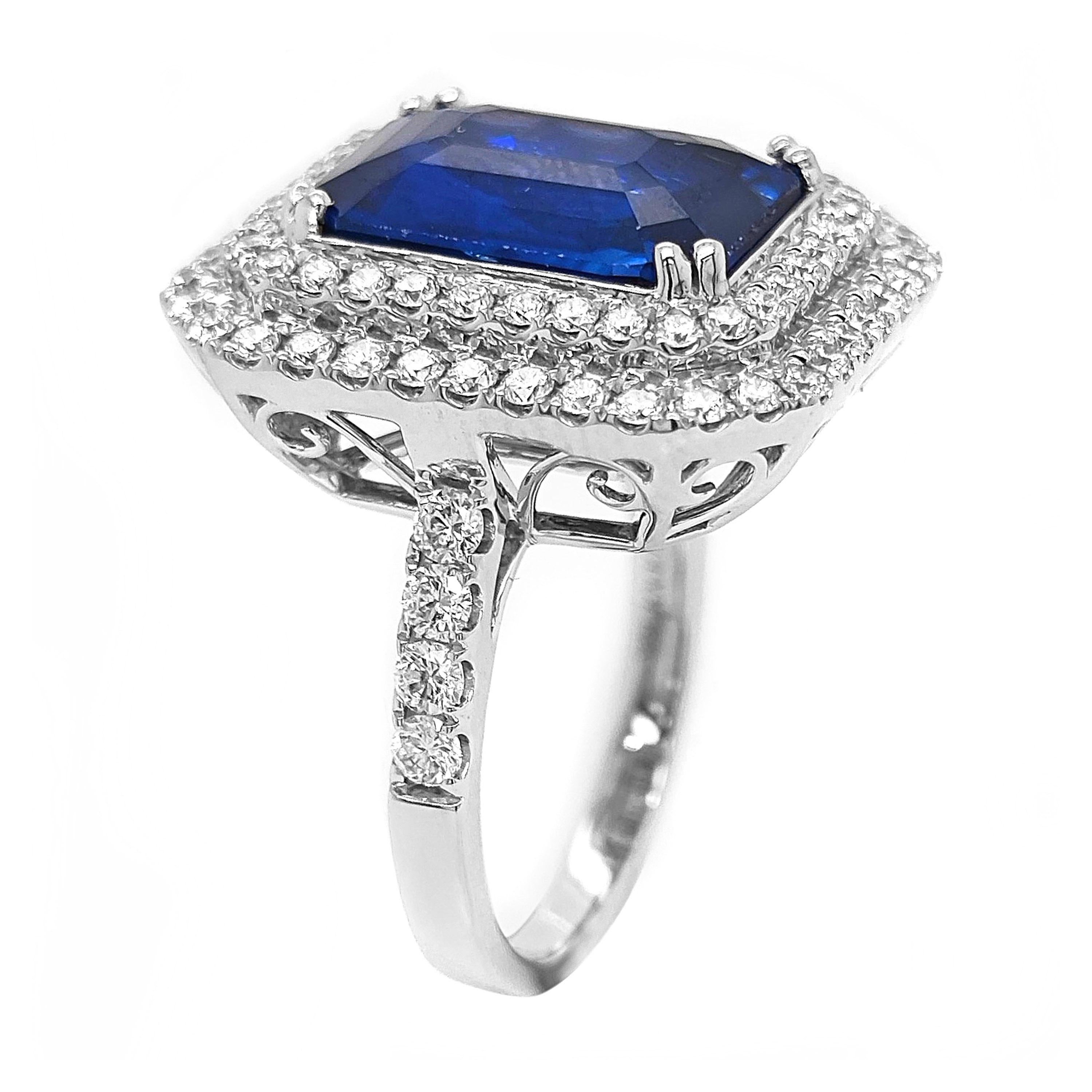 8.69 Carat Sapphire and Diamond White Gold Ring Corte mixto en venta