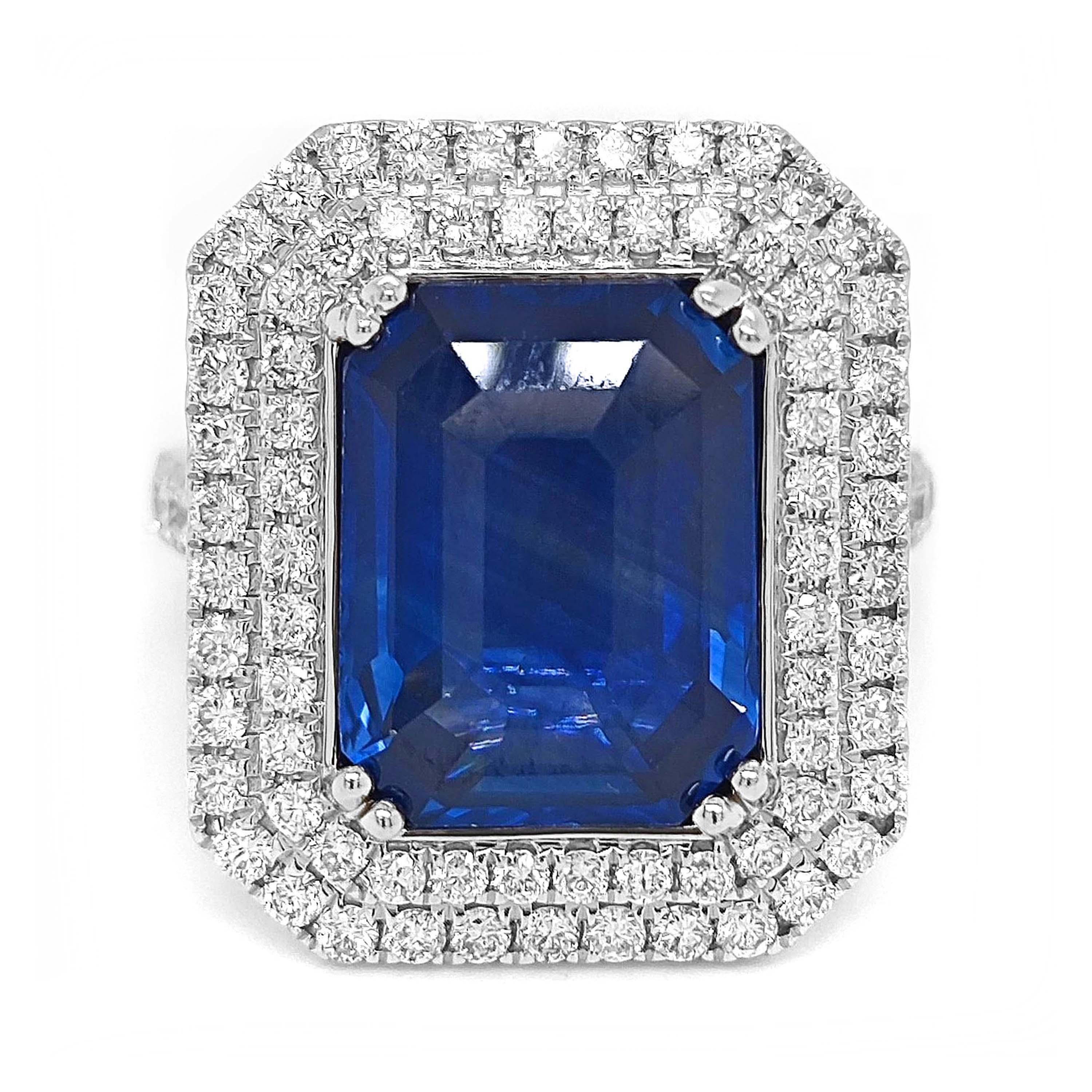 8.69 Carat Sapphire and Diamond White Gold Ring en Nuevo estado para la venta en New York, NY
