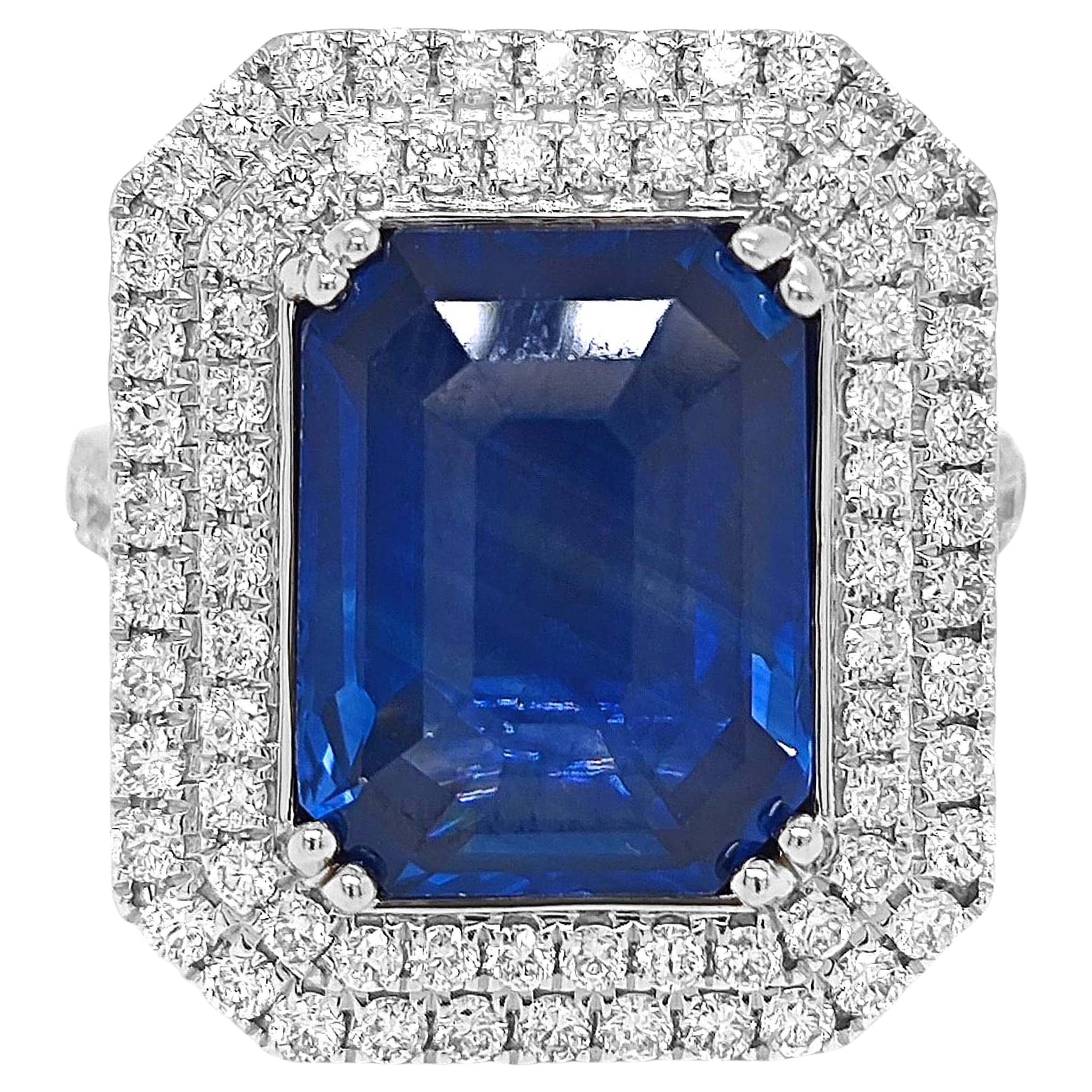 8.69 Carat Sapphire and Diamond White Gold Ring