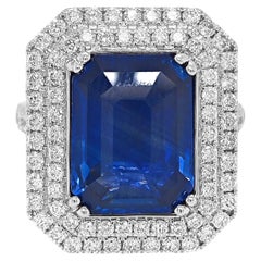8.69 Carat Sapphire and Diamond White Gold Ring