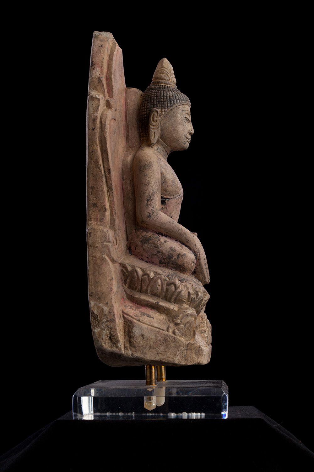 Terracotta 15thC Northern Thai Stucco Buddha- fine example- perfect condition - 8692 For Sale