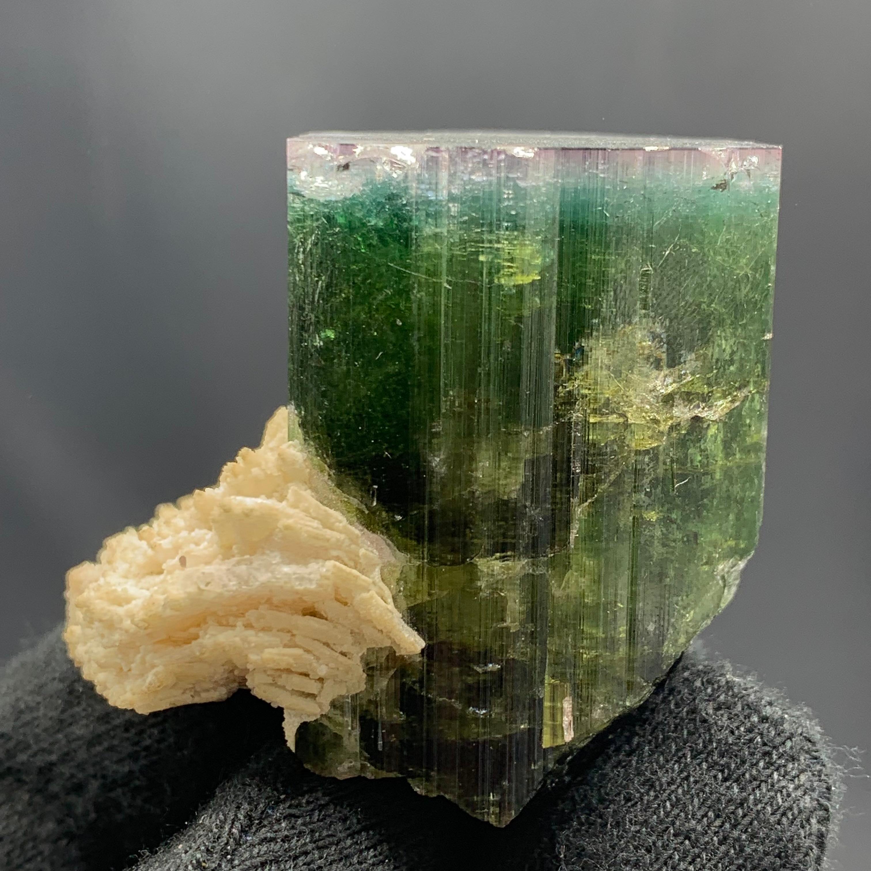 18th Century and Earlier 86.97 Gram Pink Cap Green Tourmaline Specimen From Kunar, Afghanistan  For Sale