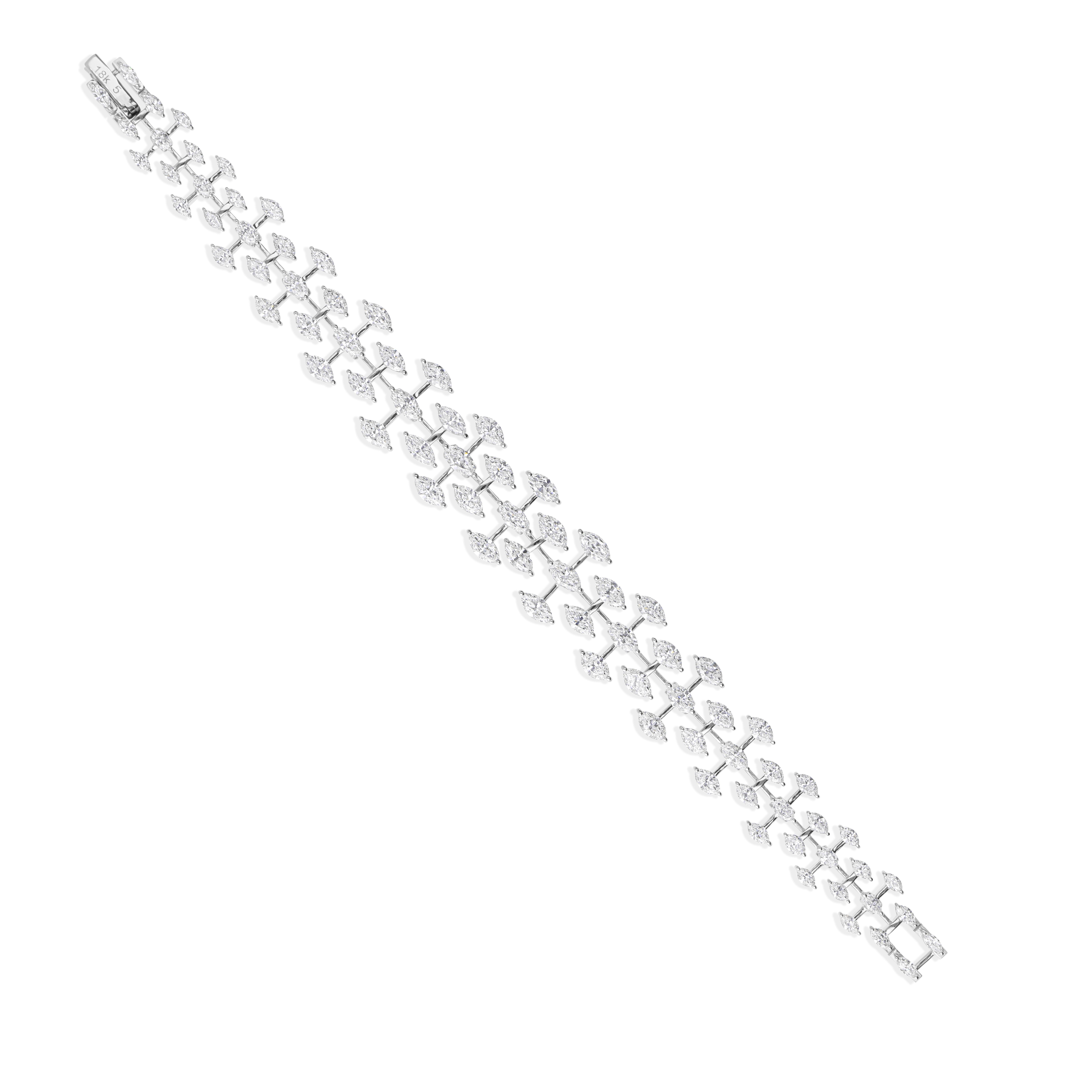 8.69Ct SI/HI Marquise Diamond Wide Bracelet 14K White Gold All Tariffs Paid In New Condition For Sale In Diera, Dubai