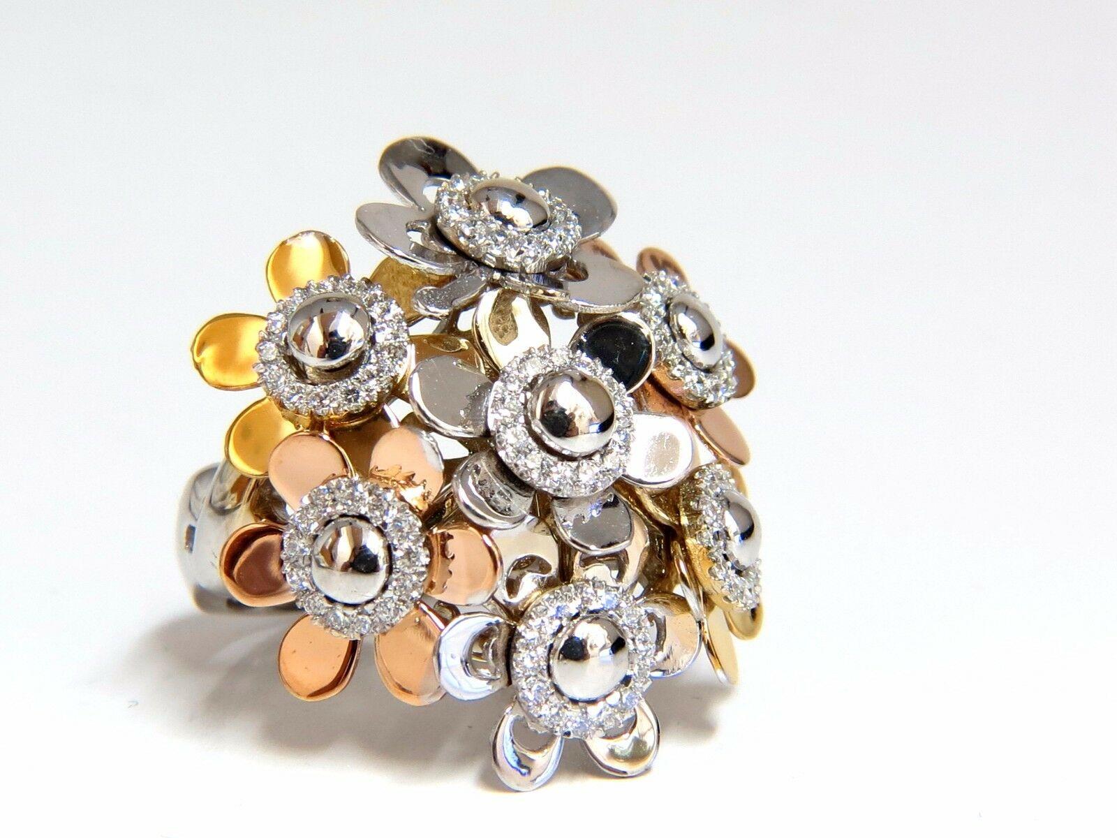 .86 Carat Floating Turning Flower Petals Ring 18 Karat Cocktail Bundle 2