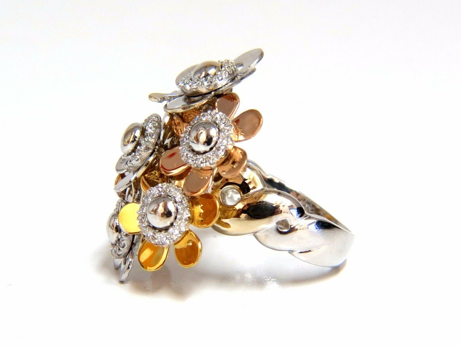 .86 Carat Floating Turning Flower Petals Ring 18 Karat Cocktail Bundle 3