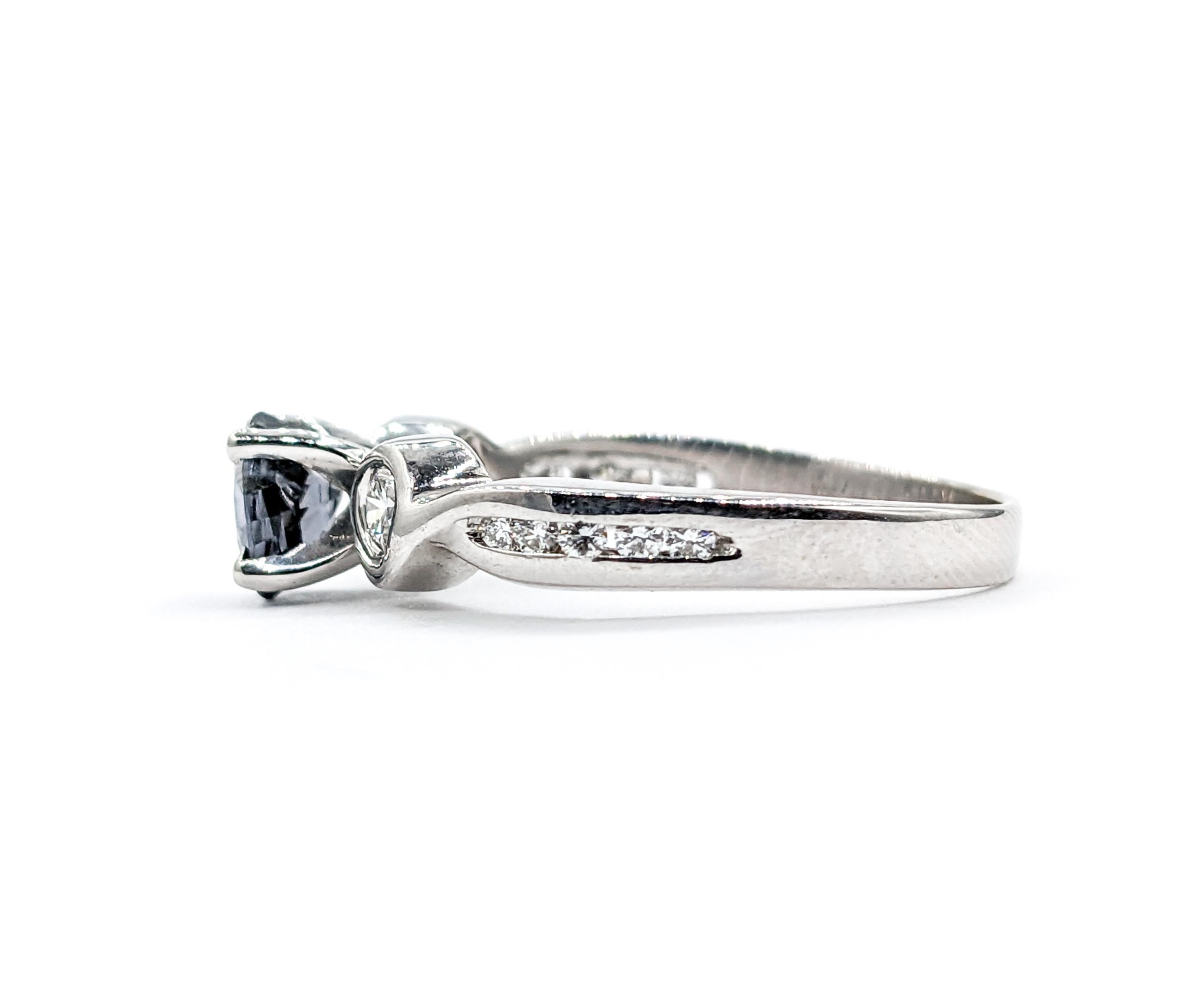 .86ct Grey Spinel & Diamonds Ring In White Gold For Sale 4