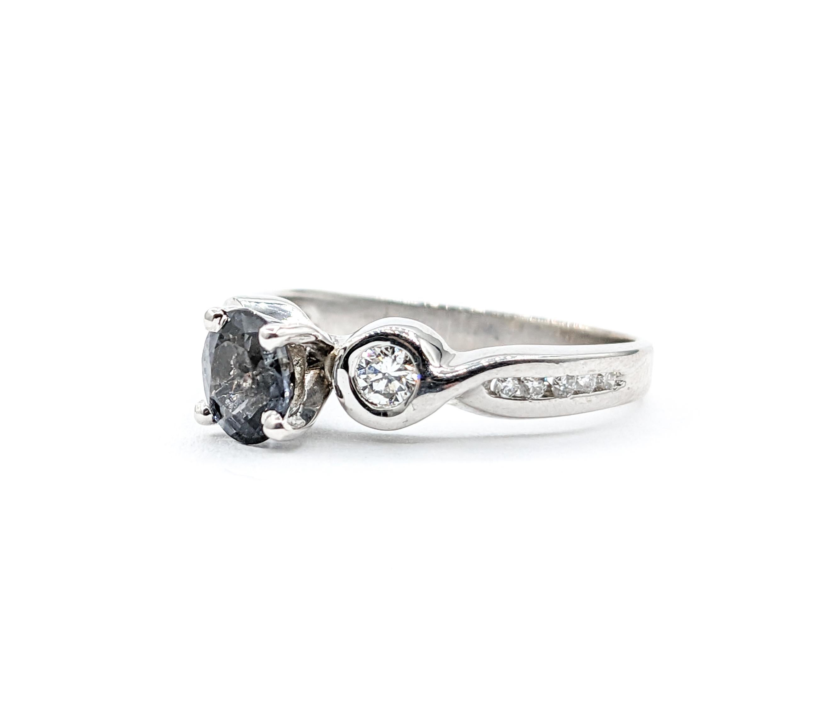 .86ct Grey Spinel & Diamonds Ring In White Gold For Sale 5