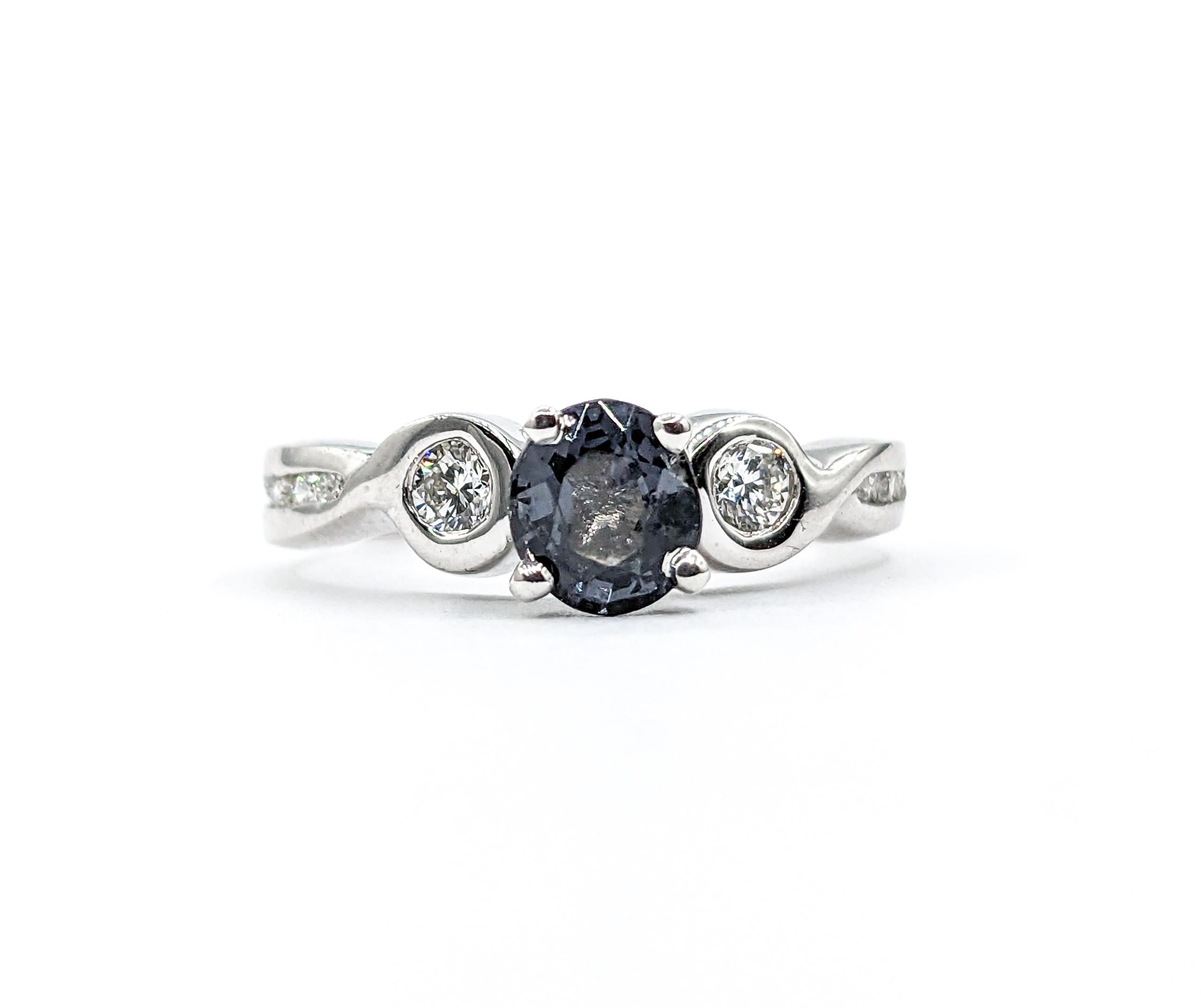 .86ct Grey Spinel & Diamonds Ring In White Gold For Sale 6