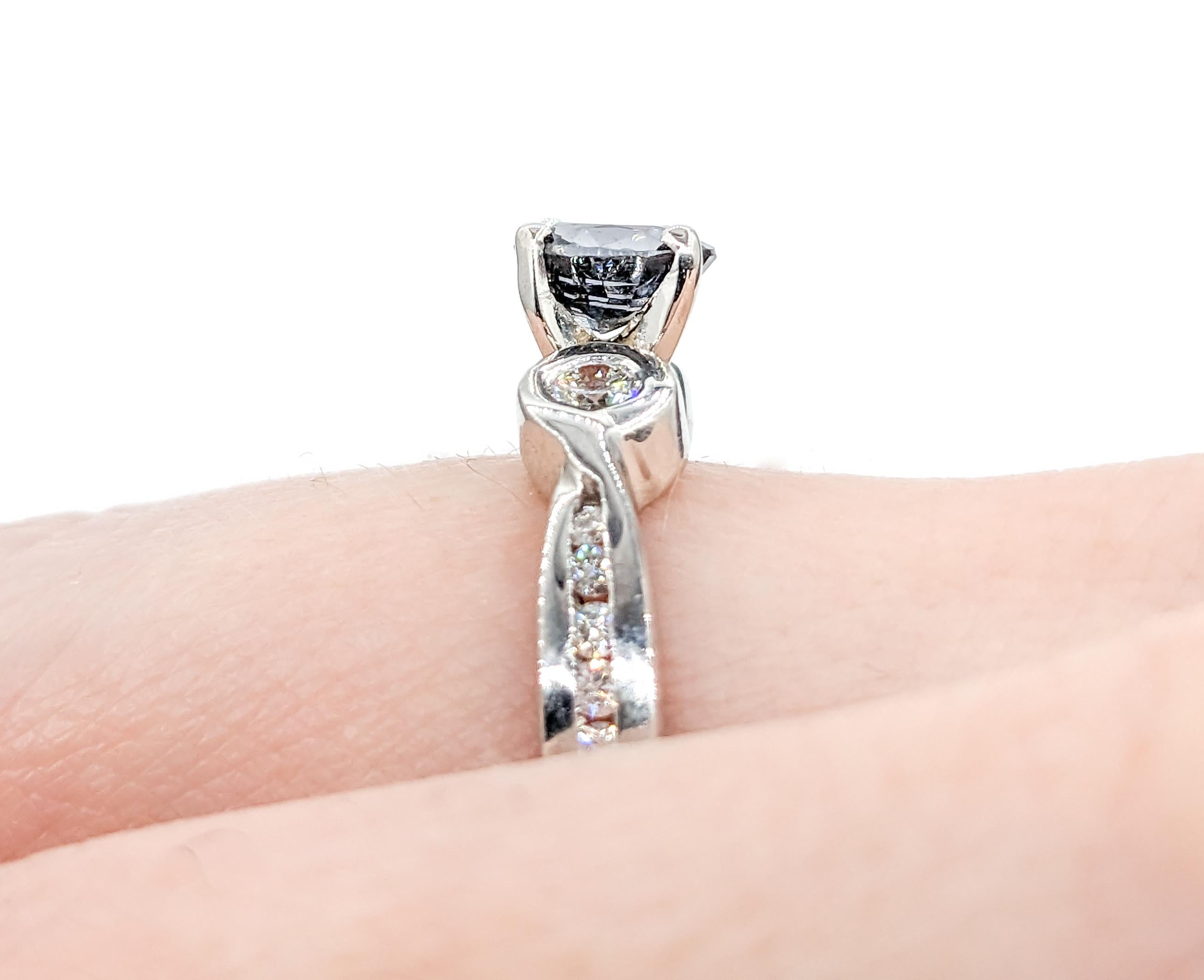 Contemporary .86ct Grey Spinel & Diamonds Ring In White Gold For Sale