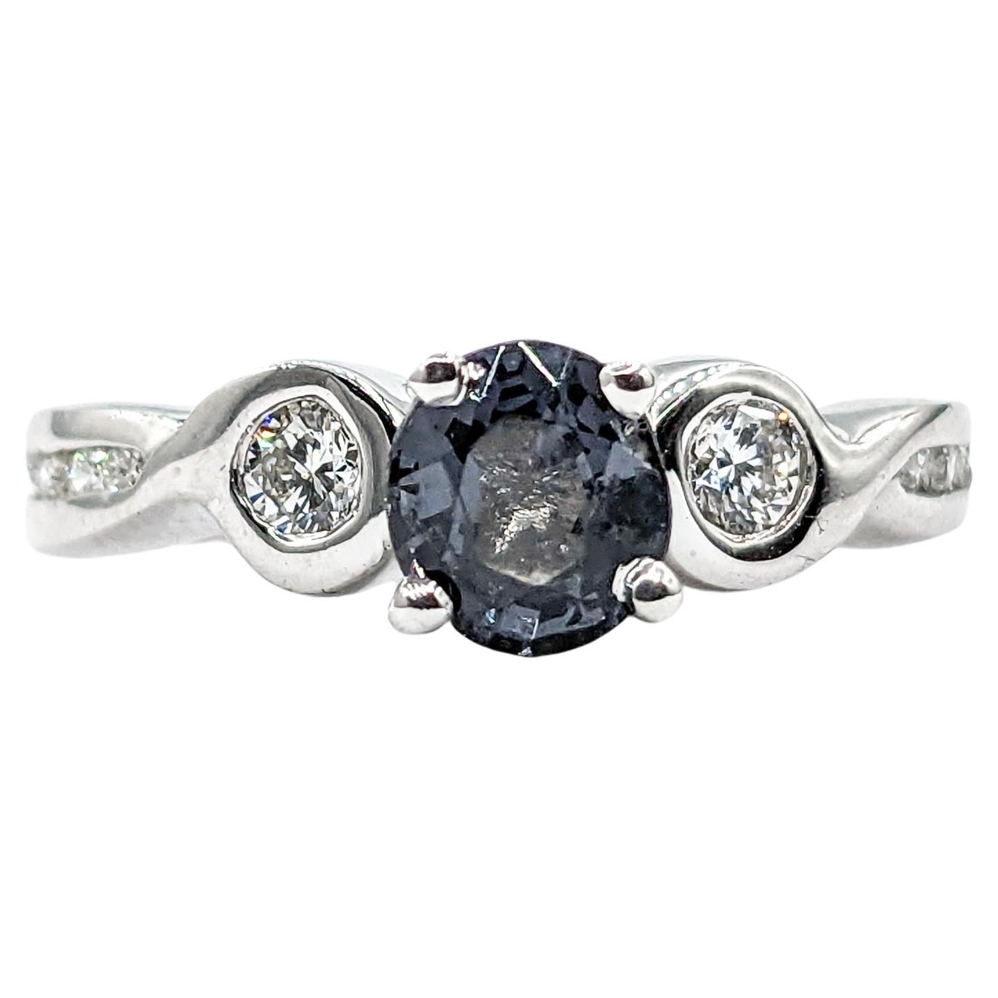.86ct Grey Spinel & Diamonds Ring In White Gold For Sale
