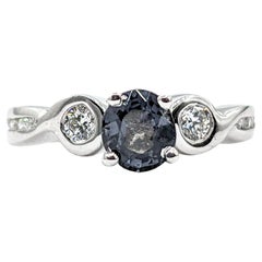 .86ct Grey Spinel & Diamonds Ring In White Gold