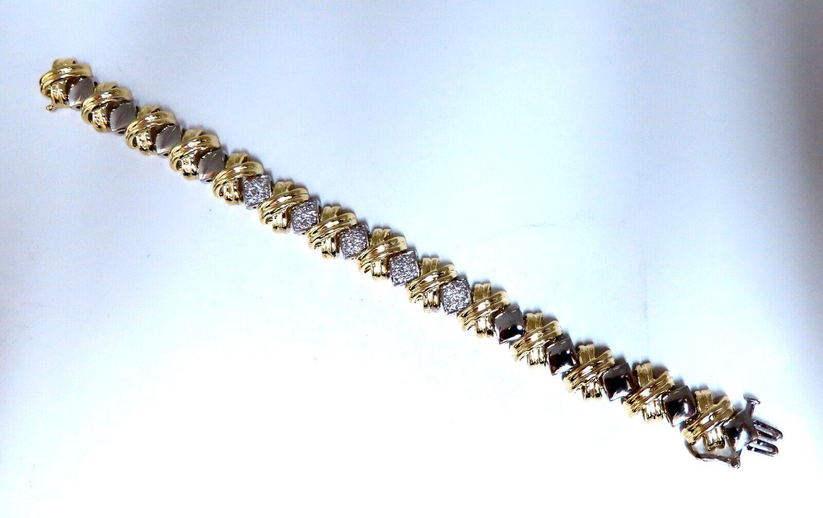 .86ct Natural Diamonds Bracelet 14kt Gold X Link For Sale 2
