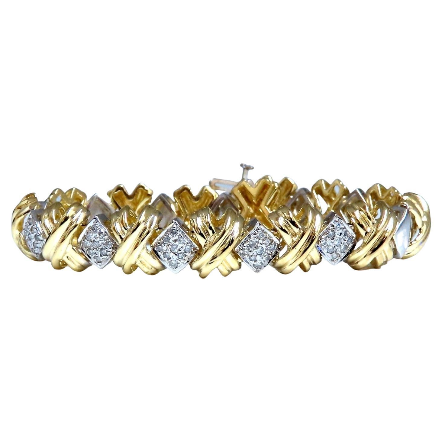.86ct Natural Diamonds Bracelet 14kt Gold X Link