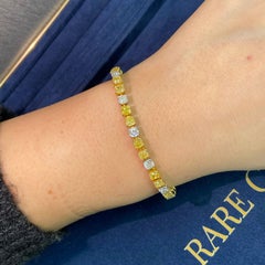 Pulsera de tenis con diamantes amarillos y blancos de 8,6 ct
