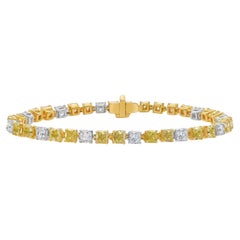 Bracelet tennis avec diamants jaunes et blancs 8,6 carats
