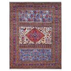 8'6"x10'8" Ivory Hand Knotted Afghan Ersari with Turkish Knot Wool Oriental Rug