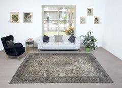 8.6x11 Ft Mid-Century Handmade Anatolian Oushak Large Area Rug in Beige