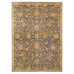 8'6 "x11'10" Marrone Peshawar Ziegler Mahal Design/One Annodato a mano Tutta Lana