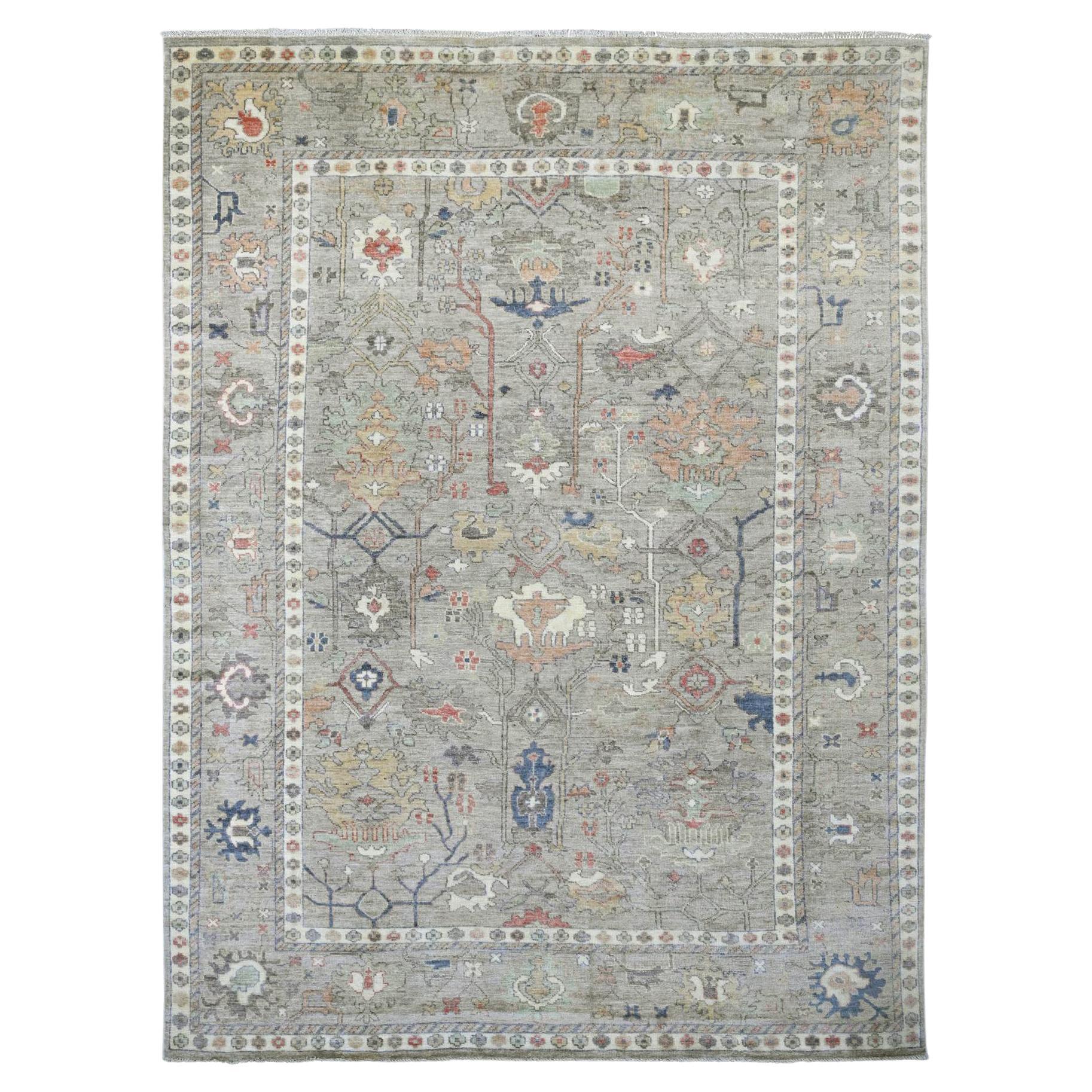 8'6"x11'2" Brown Wool Afghan Angora Oushak All Over Pattern Hand Knotted Rug For Sale