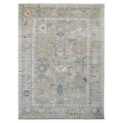 8'6"x11'2" Brown Wool Afghan Angora Oushak All Over Pattern Hand Knotted Rug