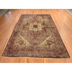 8'6 "x11'3" Blush Red Antique Agra Heriz Medallion Design Tappeto in lana annodato a mano